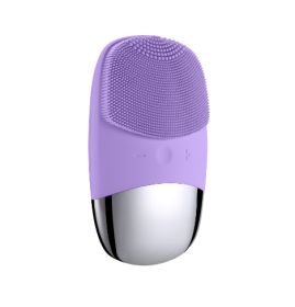 Mini Silicone Electric Face Cleansing Brush Electric Facial Cleanser Facial Cleansing Brush Skin Massager Skin Care Tools (option: Purple-Electric-DC)