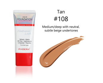 Matte, Silky, Tube Liquid Foundation, Ladies Products (option: 108 Tan)