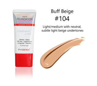 Matte, Silky, Tube Liquid Foundation, Ladies Products (option: 104 Buff Beige)