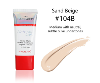 Matte, Silky, Tube Liquid Foundation, Ladies Products (option: 104B Sand Beige)