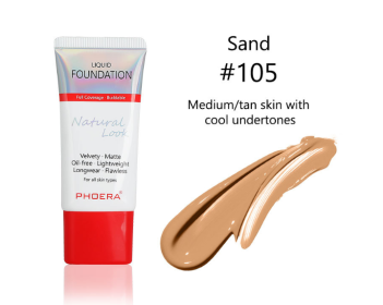 Matte, Silky, Tube Liquid Foundation, Ladies Products (option: 105 Sand)