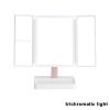 Rechargeable Foldable Makeup Mirror With LED Light 360° Adjust Wireless 1-3X Magnifying 3 Tone Light Desktop Vanity Table Mirror