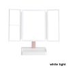Rechargeable Foldable Makeup Mirror With LED Light 360° Adjust Wireless 1-3X Magnifying 3 Tone Light Desktop Vanity Table Mirror